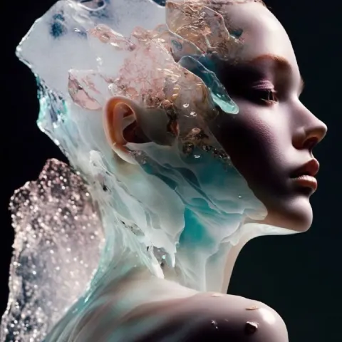 Beautiful human body with Clear Mineral and opal