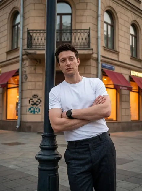 Confident Man Urban Street Fashion Portrait