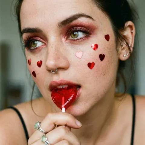 Heart Lollipop Girl Close-up