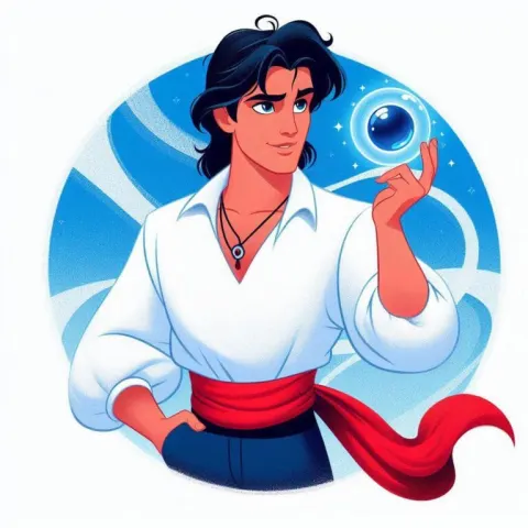 Prince Eric as Mystic Meg in White V-Neck and Red Sash