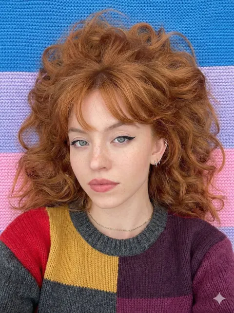 Ginger-Haired Girl on Rainbow Knit Blanket