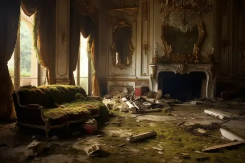 Abandoned Napoleon Empire Chateau Room With Horse Armor