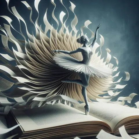 Book pages sculpture of ballerina