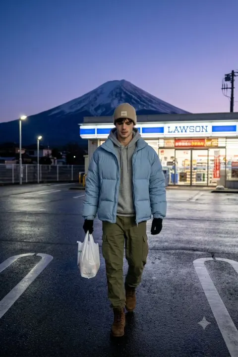 Mount Fuji Lawson Parking Lot Candid
