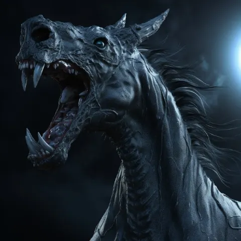 Equine watercreature with a canine mouth