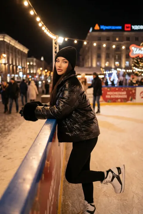 Festive Winter Ice Rink Portrait