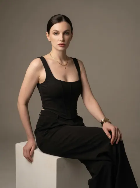 Minimalist Black Gold Fashion Portrait