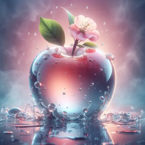 Clear glass transparent apple