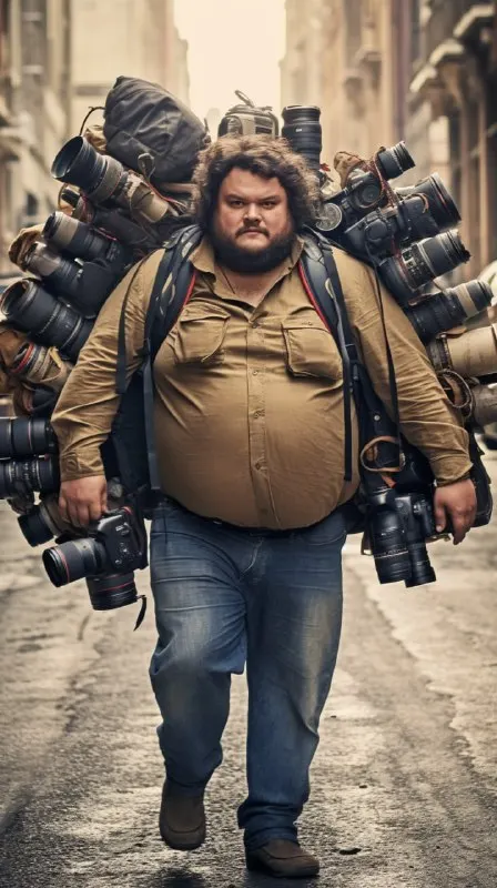 A professional fat photographer on street