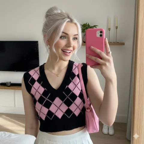 Blonde Girl's Mirror Selfie Smile