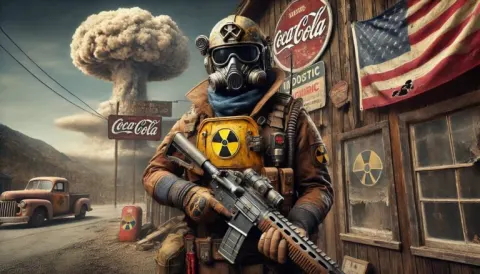 Realistic post-apocalyptic ranger in a mask