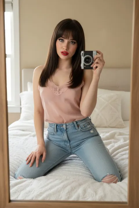 Red Dress Mirror Selfie