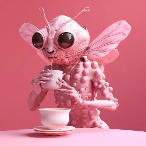 Humanoid Fly Creature Drinking Milk Fantasy Portrait