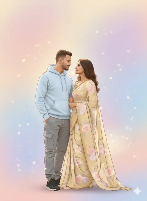 Macaron Romance Couple Illustration