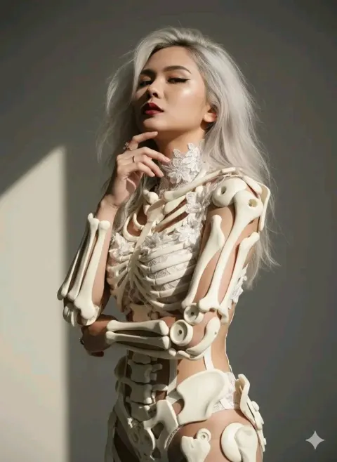 Skeletal Cyborg Goddess Portrait