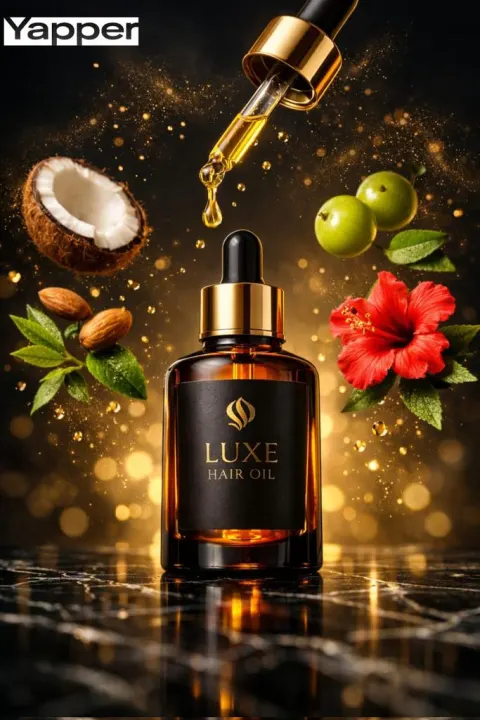 Golden Herbal Hair Oil Luxury Cinematic Shoot