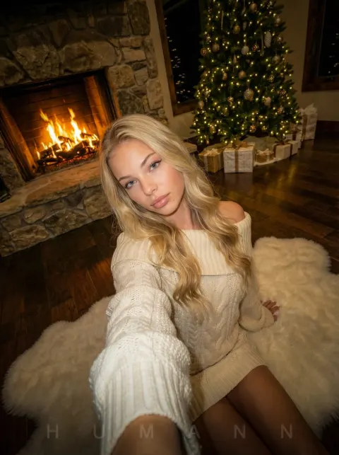 Cozy Christmas Fireplace Selfie