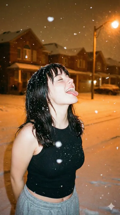 Catching Snowflakes at Night