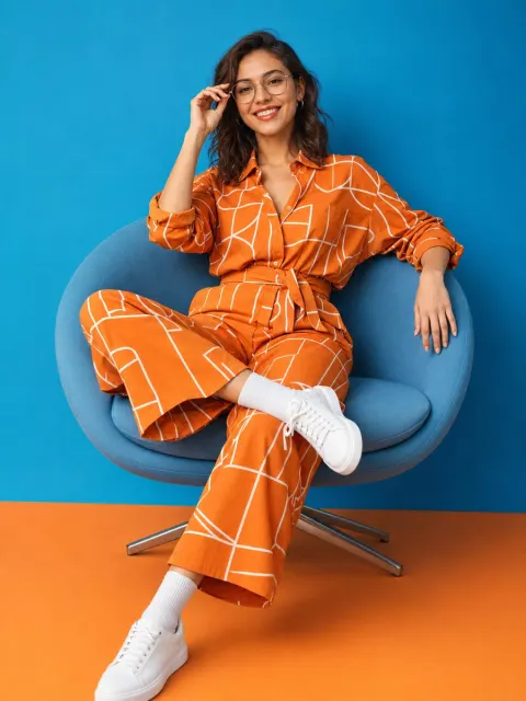 Vibrant Orange Fashion Editorial Portrait