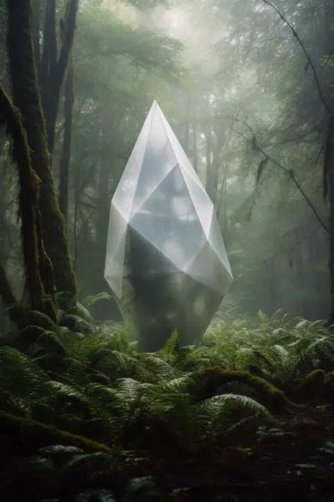 Plastic shiny white polygon sculpture