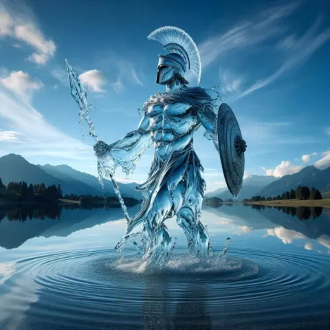 Flowing water, gracefully standing in a serene lake