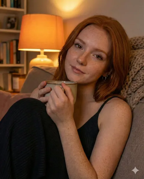 Cozy Couch Warm Light Portrait