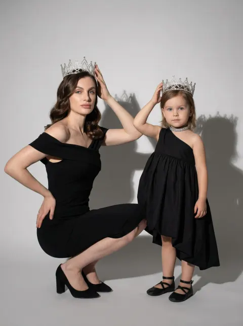 Mother Daughter Crown Studio Portrait