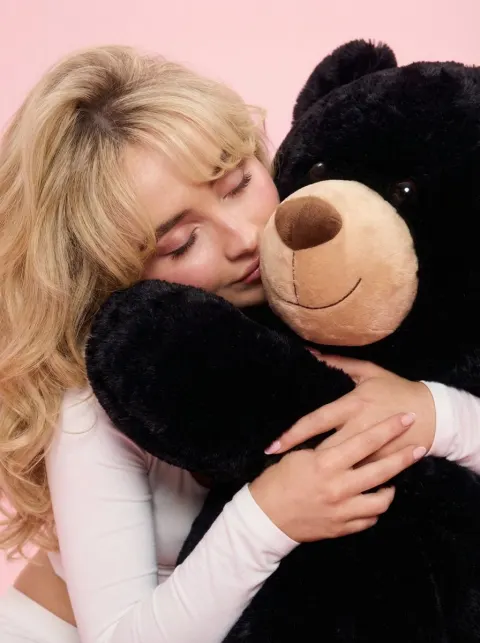 Y2K Girl Hugging Giant Teddy Bear