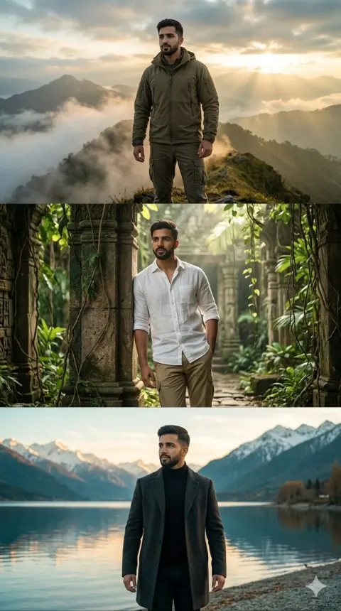 Cinematic Three Panel Fashion Portrait
