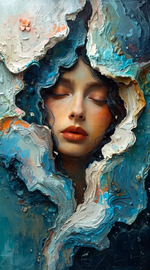 Serene Portrait In Heavy Impasto