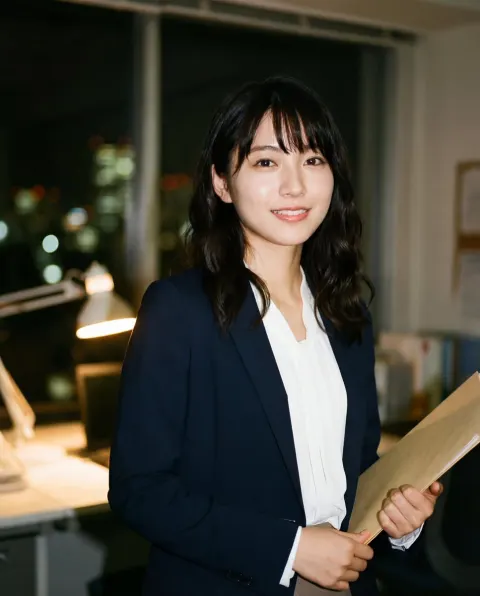 Candid Night Portrait of Japanese OL