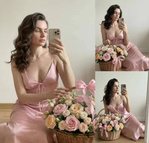 Pink Satin Mirror Selfie