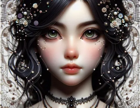 Portrait of a young lady with delicate features