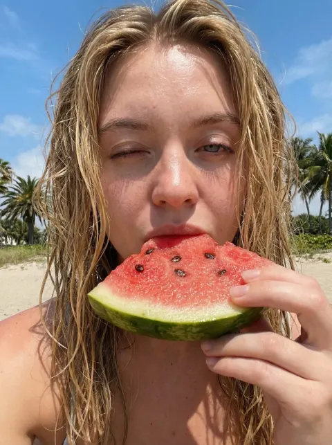 Summer Watermelon Beach Selfie