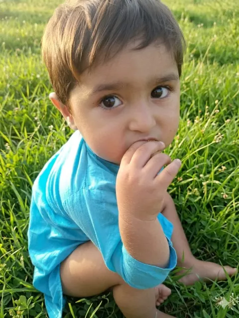 Toddler Candid Portrait In Golden Hour