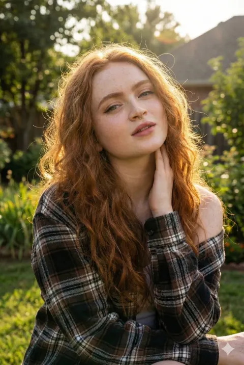 Golden Hour Freckled Portrait Glow