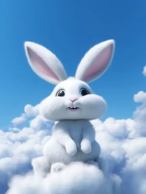 White cloud cute rabbit
