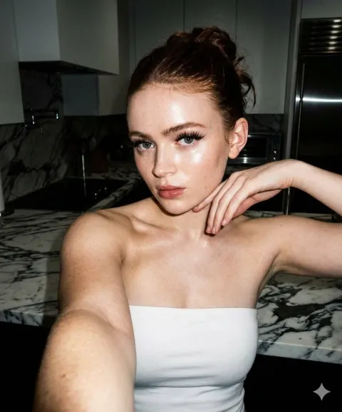 Stunning Flash Selfie in Modern Kitchen