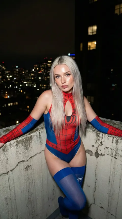 Spider-Girl Rooftop Night Portrait