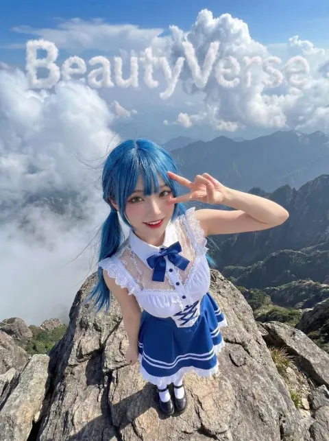 Peace Sign Girl on Mountain Peak