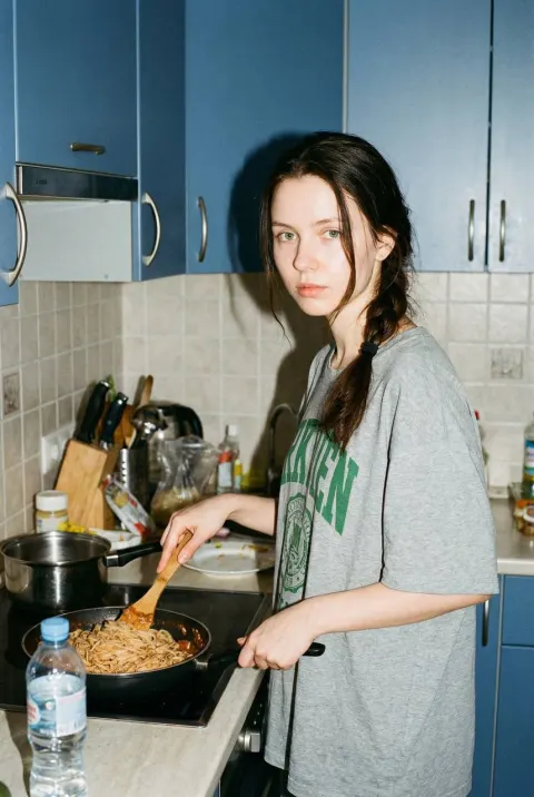 Casual Pasta Cooking in Home Kitchen