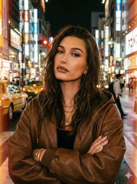 Neon Night Leather Jacket Beauty