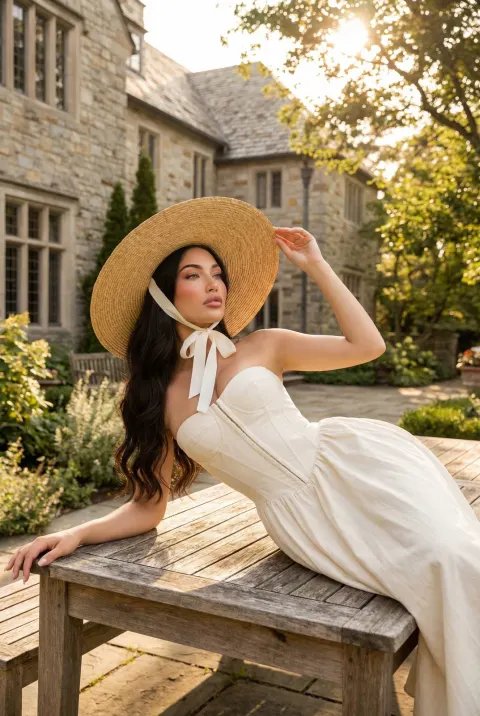 Romantic Garden Hat Fashion Editorial