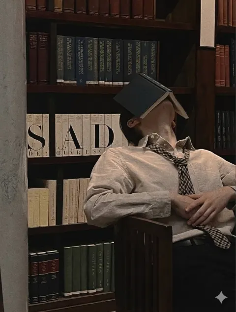 Book Covered Nap In Library