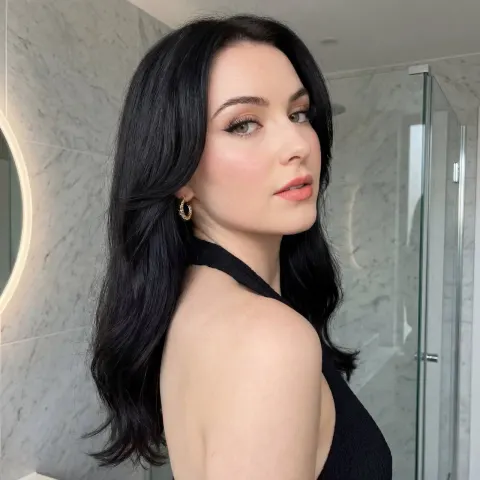 Glamorous Bathroom Portrait Gaze