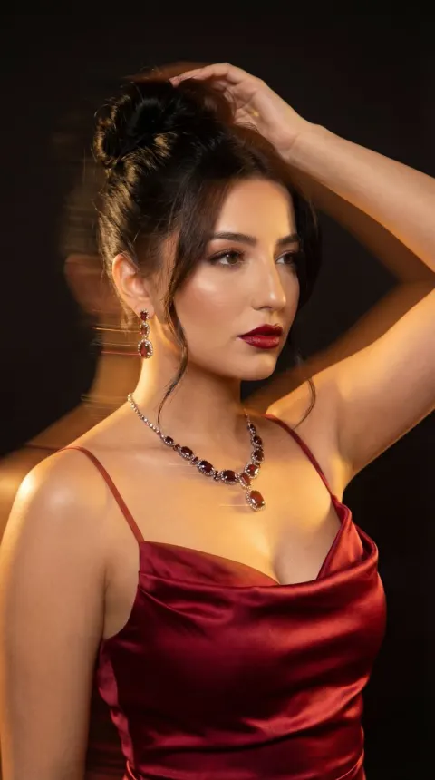 Cinematic Red Gown Portrait