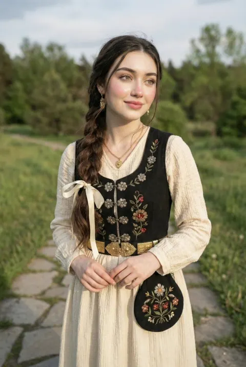 Traditional Braided Girl Outdoor Selfie Portrait
