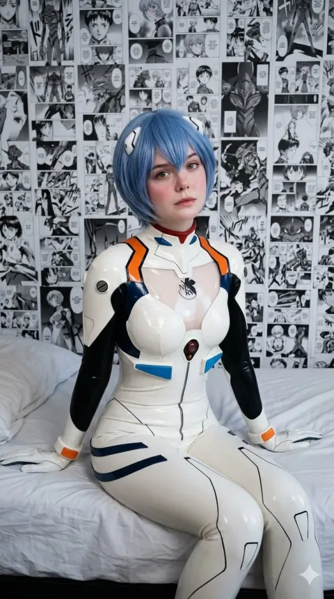 Rei Ayanami Latex Cosplay