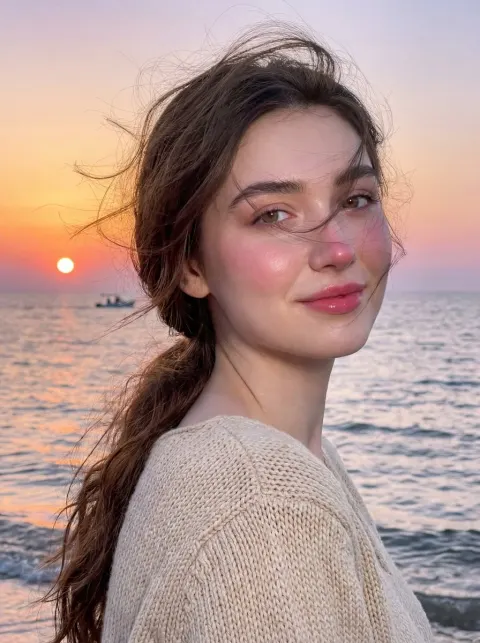Golden Hour Seaside Portrait Dream
