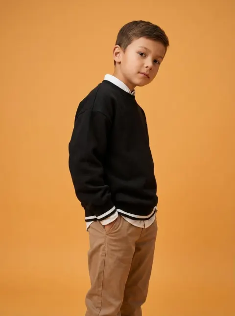 Boy Studio Fashion Portrait Orange